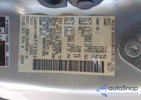 2017 Nissan Frontier S из США, поврежденный, VIN 1N6BD0CTXHN775503